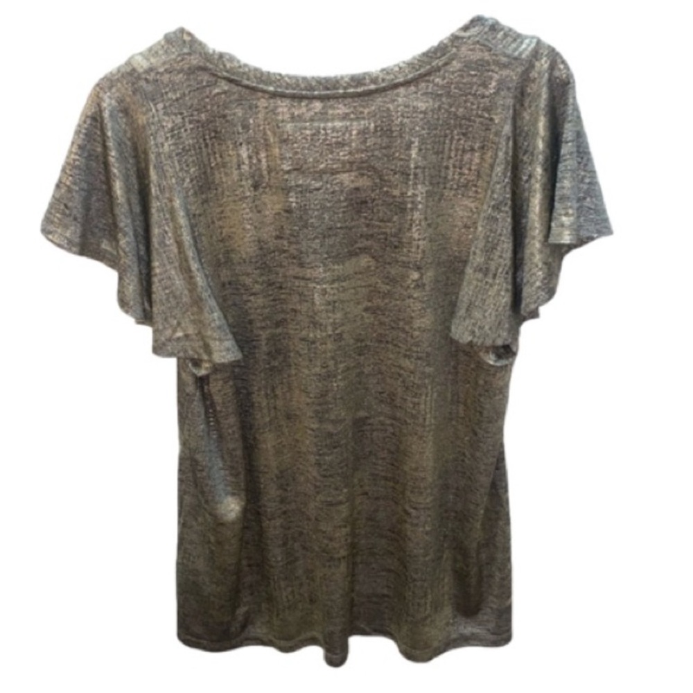 ANTHROPOLOGIE Gorgeous Gold Metallic Feminine Top with Flutter Sleeves ~ Large - Picture 4 of 7